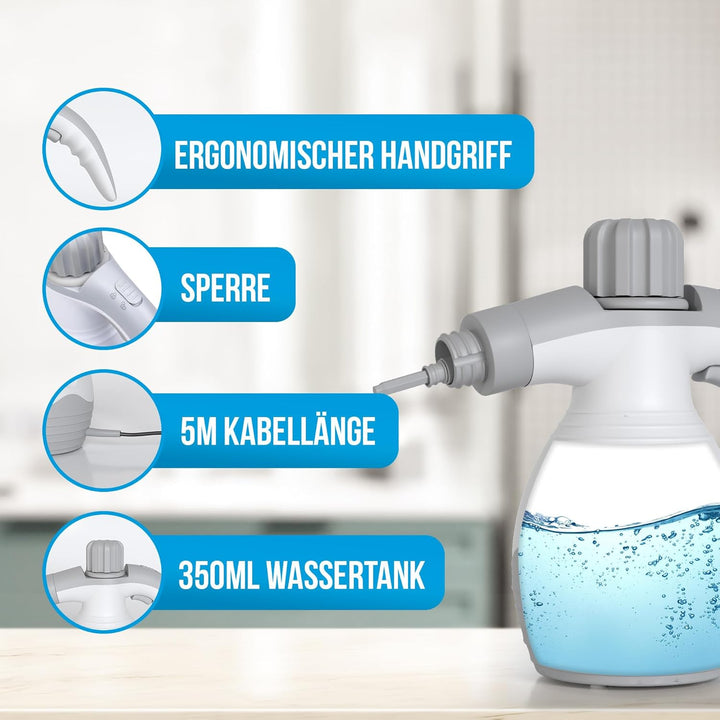 Strex Dampfreiniger Extra Leistungsstark - 1200W 4bar - Tragbar - All-in-One Multifunktions-Handdamp