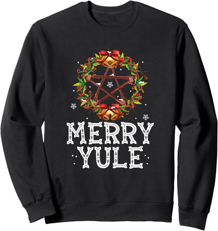 Merry Yule - Winter Solstice - Holly Pentagram - Gift Sweatshirt