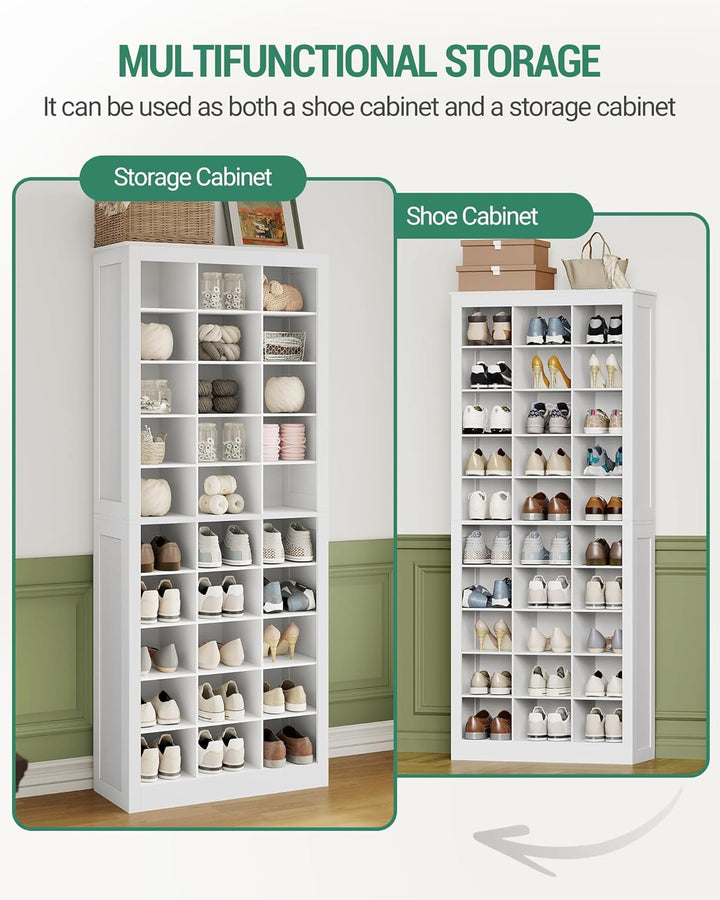 Hzuaneri Schuhschrank, Freistehender Schuhkommode mit 30 Fächern, Klassifizierte Aufbewahrung mit Me
