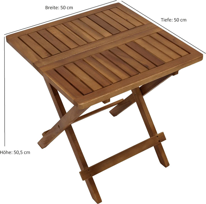 DEGAMO Gartentisch Beistelltisch Florencia 50x50cm, Höhe 50,5cm, mit Klappfunktion, Akazie Holz geöl