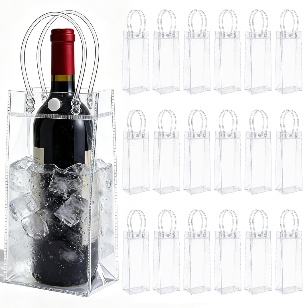 18 Stück PVC Eisbeutel Flaschenkühler: Flaschenkühler Ice Bag 10 * 25 * 10cm, Transparent Sektkühler