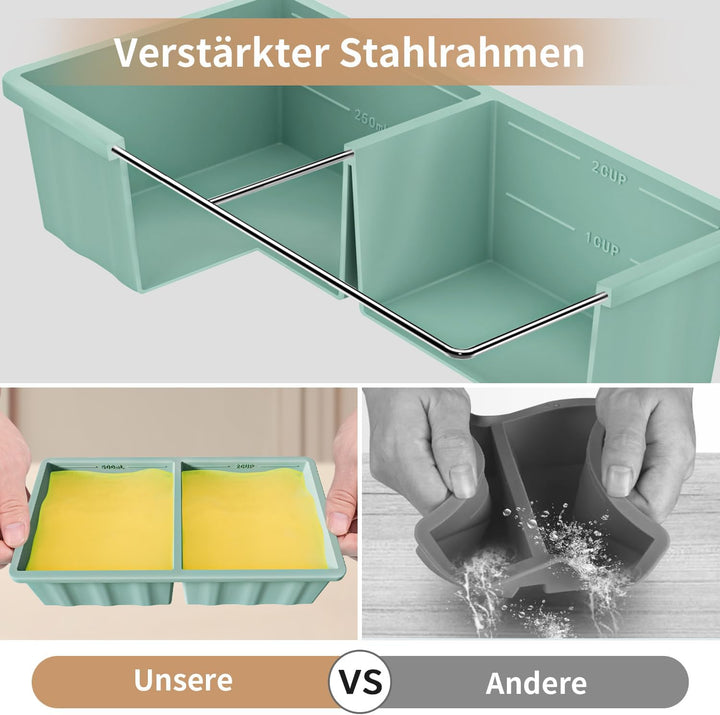 Extragrosse Silikon Gefriertablett, Suppe Gefrierschrank Eiswürfelform mit Deckel, 2er-Pack Grosse S
