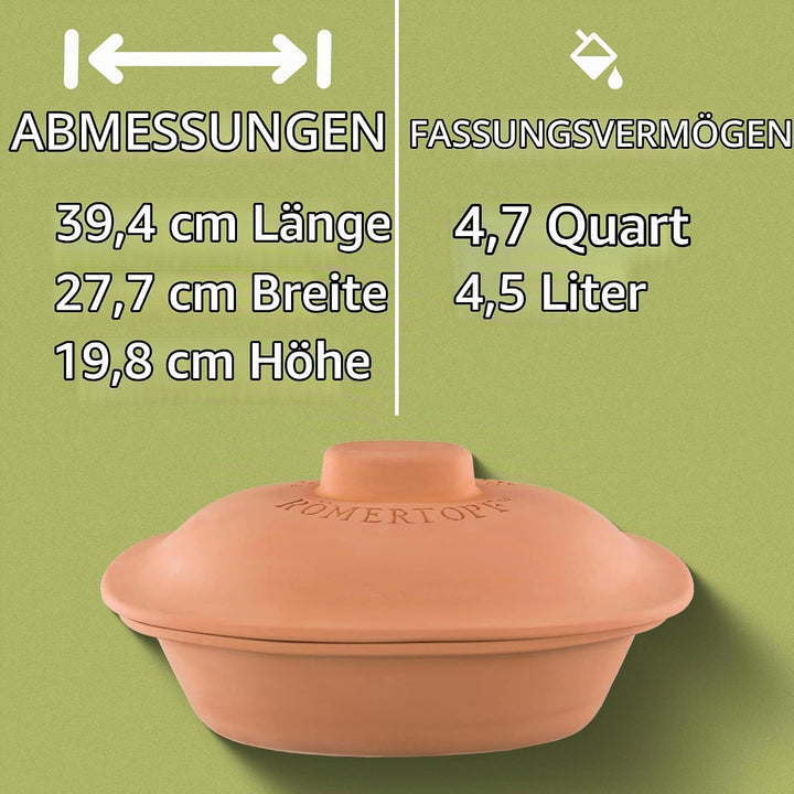 Römertopf Bräter Trend Keramik Dampfgarer 4,5 L 4,5 Liter, 4,5 Liter