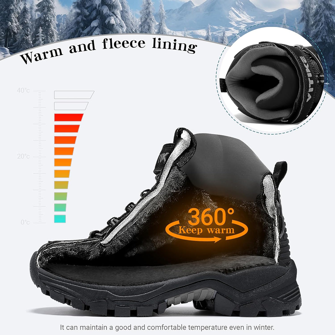 ASHION Winterschuhe Jungen Schneestiefel Kinder Mid Gefütterte Winterstiefel Wanderschuhe Trekking B