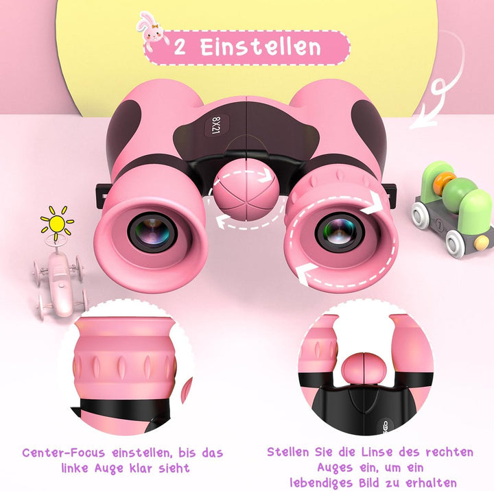 Geschenk Mädchen 3-12 Jahre, Kinder Ferngläser Spielzeug Mädchen, Stossfestes Kompaktes Fernglas Ost