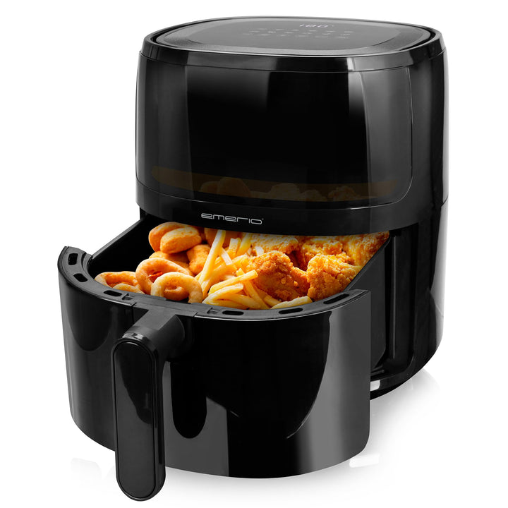 Emerio AF-129329.3 AirFryer, digitale Heissluftfritteuse mit Sichtfenster, 5 l Volumen, 1500 W, Schw