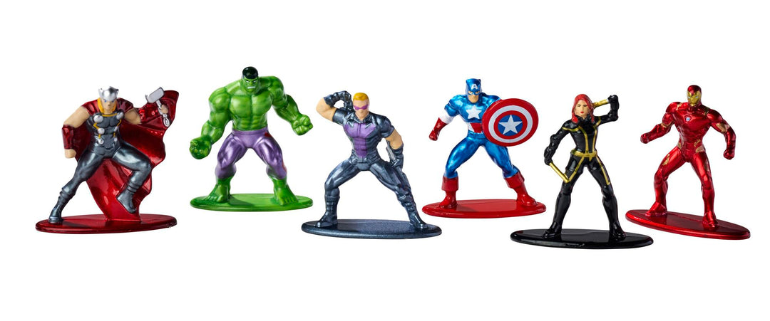 Jada Toys Marvel Avengers Figuren (6 Stück) - Diorama-Set mit 6 Nano-Sammelfiguren aus Metall (Capta