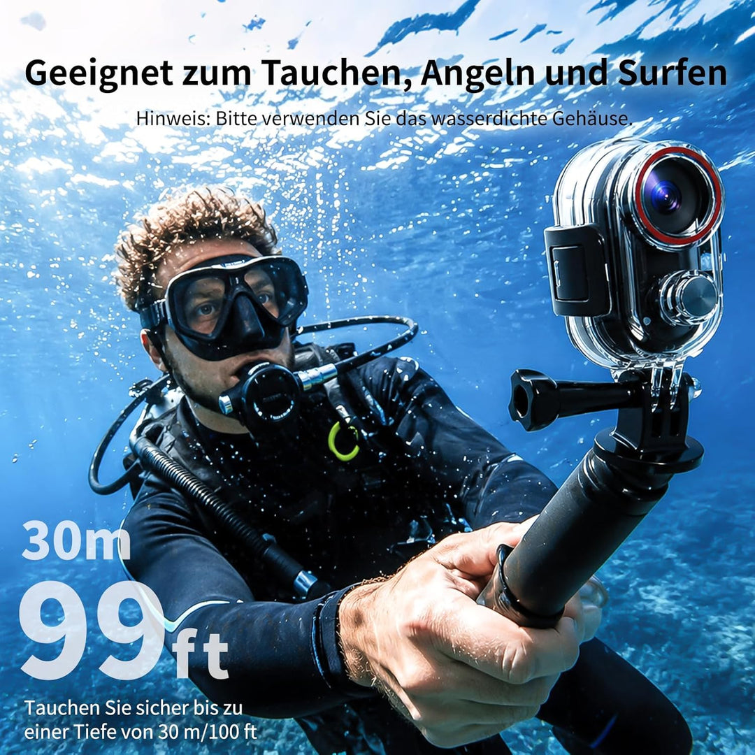 4K Mini Körperkamera Bodycam Vlog Kamera, WiFi Mini Action Cam POV-Aufnahme, 30M Unterwasserkamera,