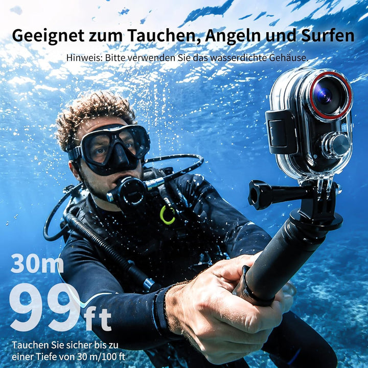 4K Mini Körperkamera Bodycam Vlog Kamera, WiFi Mini Action Cam POV-Aufnahme, 30M Unterwasserkamera,