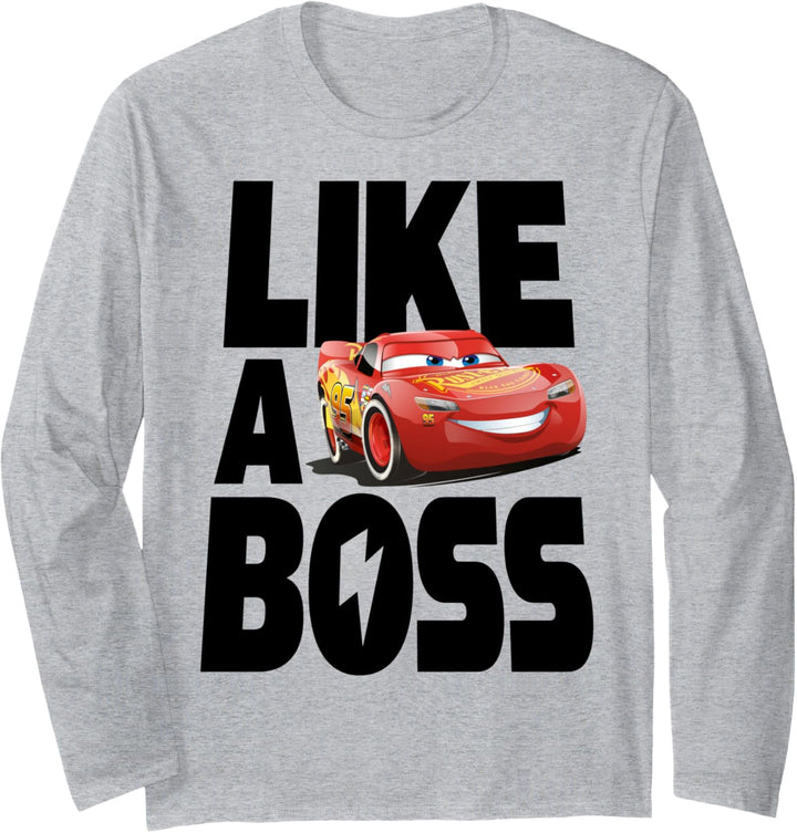 Disney Pixar Cars 2 Lightning McQueen Like A Boss Text Langarmshirt