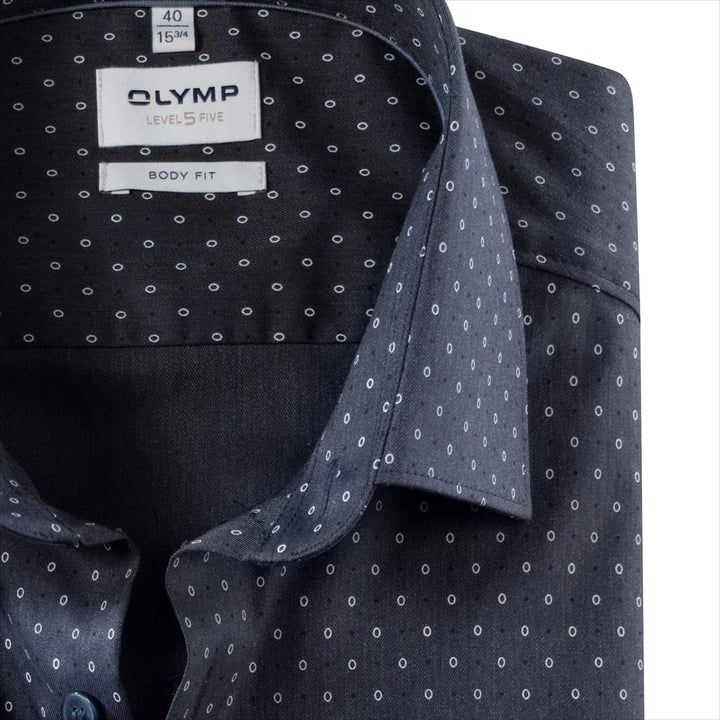 OLYMP Herren Businesshemd Level Five,Rotationsdruck,Body fit,New York Kent-2 44 Dunkelblau, 44 Dunke