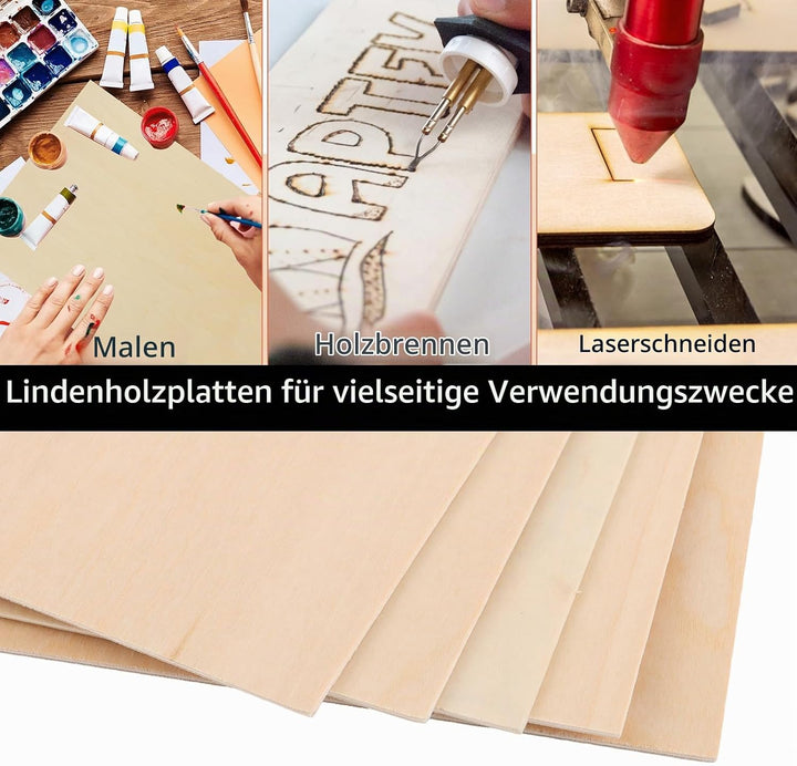 Sheets DAJAVE Holzplatte 15 Stück Sperrholz Balsaholz Platten 300x200x1,5mm Sperrholzplatte Holzplat