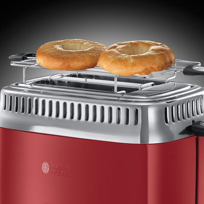 Russell Hobbs Toaster [für 2 Scheiben] Retro Edelstahl Rot (Countdown-Anzeige im Retrodesign, inkl.