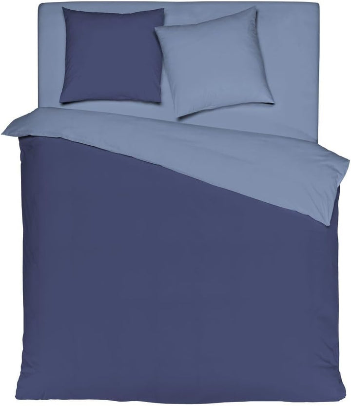 MISTRAL HOME Uni Einfarbig Wende Bettwäsche Edel Perkal 100% Ägyptische Baumwolle, Farbe:Soft Blue-D