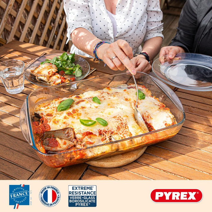Pyrex® - Essentials Lasagneteller, rechteckig, aus Glas, 35 x 23 cm, 40 x 27 cm, 2 Stück