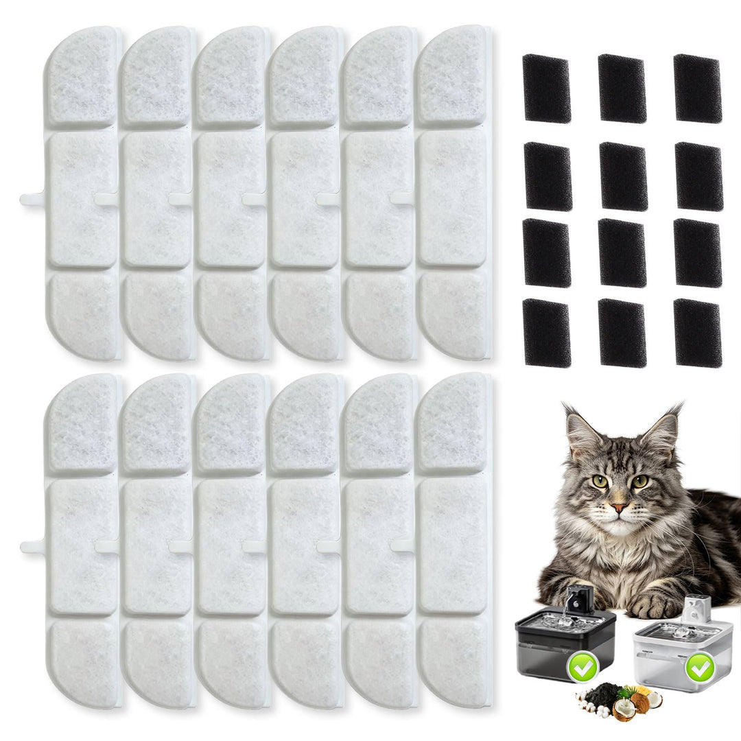 12 Stück Katzenbrunnen Filter für DownyPaws Trinkbrunnen 2,5 L DPWFP6, Filter für Katzenbrunnen Ersa