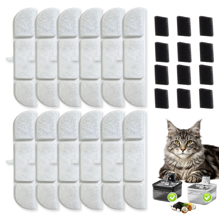 12 Stück Katzenbrunnen Filter für DownyPaws Trinkbrunnen 2,5 L DPWFP6, Filter für Katzenbrunnen Ersa
