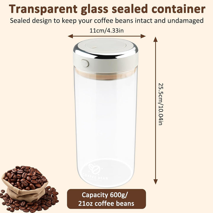 Zosenyer Kaffeedose Luftdicht, 1700ml Vakuum Kaffeebehälter aus Hochwertigem Glas für Kaffeebohnen,