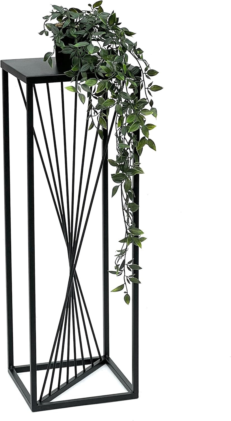 DanDiBo Blumenhocker Metall Schwarz Eckig 70-100 cm Blumenständer Beistelltisch Blumensäule Design M