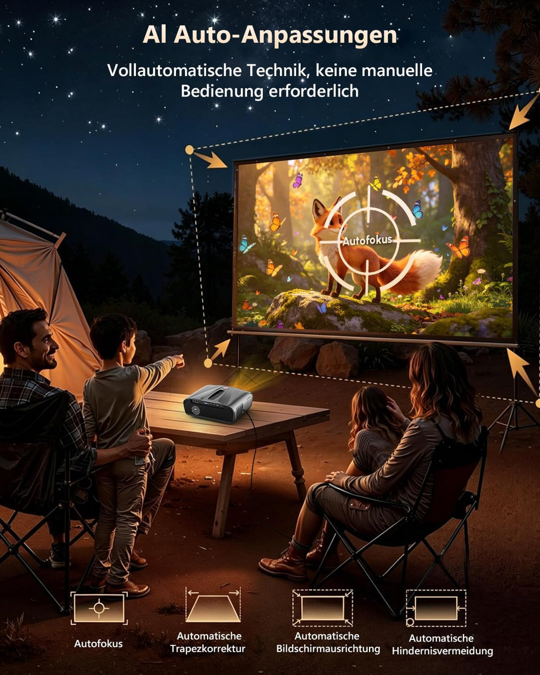 4K Beamer UHD 2300 ANSI Tageslicht Projektor Indoor Heimkino HDR10 WiFi6 Bluetooth NFC Smart Android