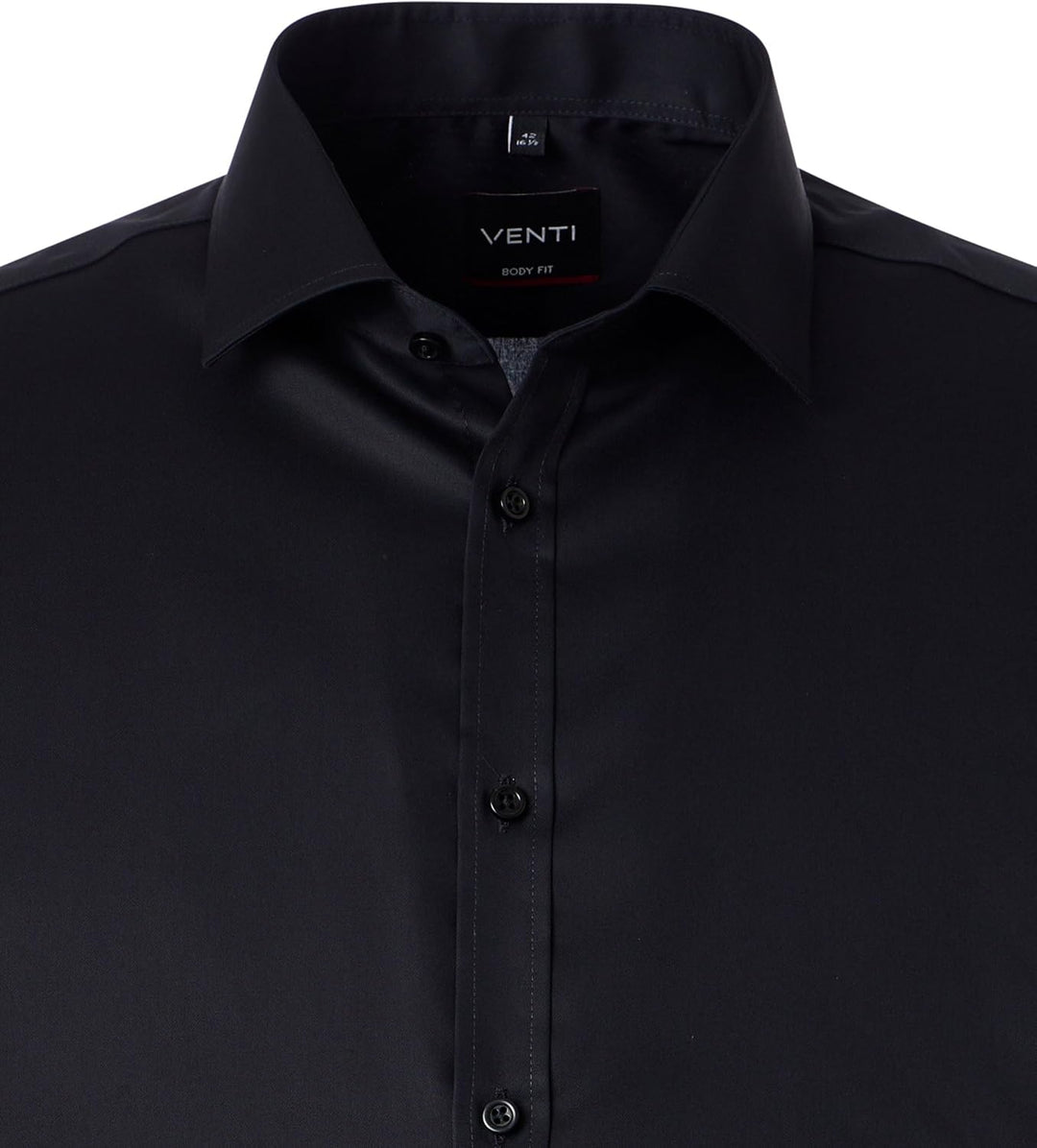 Venti Businesshemd Uni Body Fit Standard 38 Schwarz, Standard 38 Schwarz