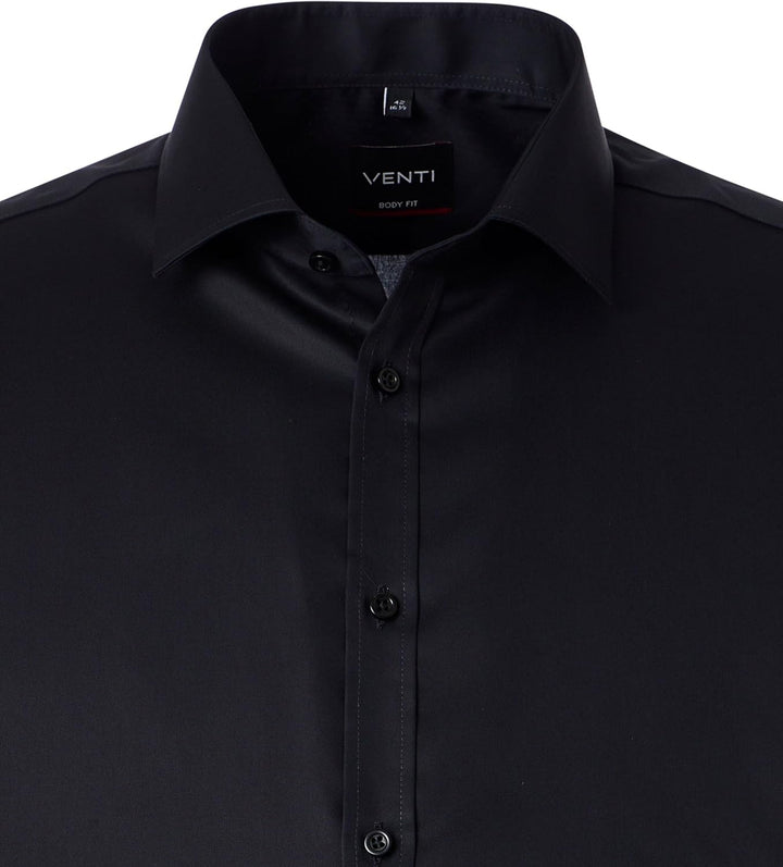 Venti Businesshemd Uni Body Fit Standard 38 Schwarz, Standard 38 Schwarz