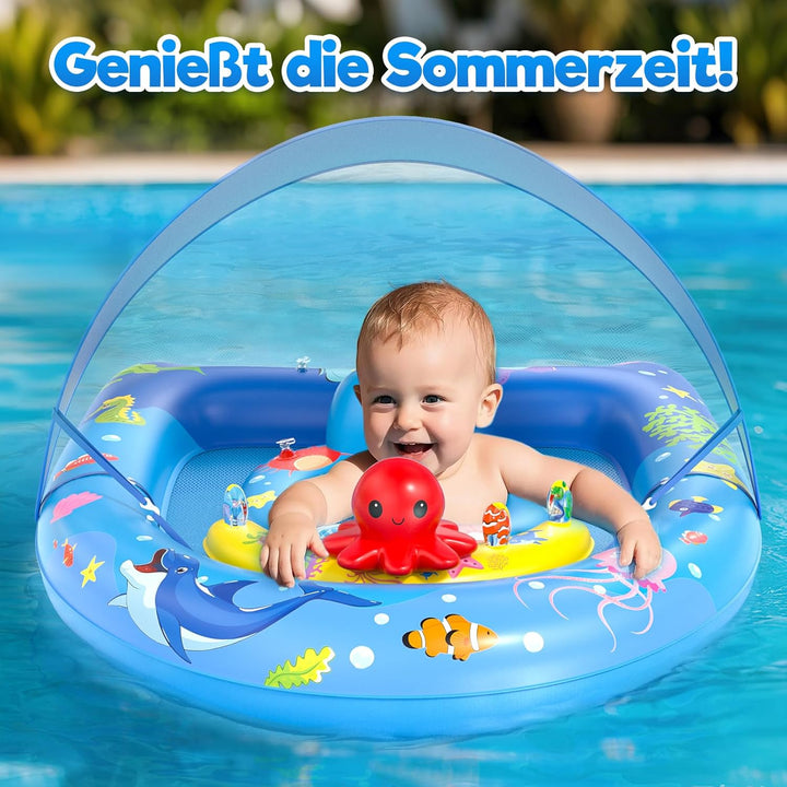 Sunrad Schwimmring Baby mit Sonnendach,Baby Schwimmring ab 6-36 Monate Schwimmhilfe Kinder mit Verst