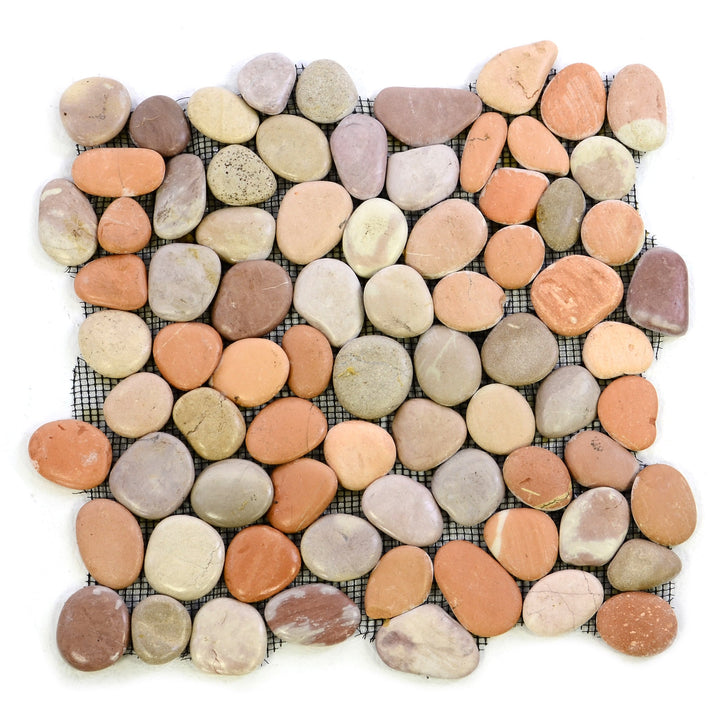 DIVERO 11 Fliesenmatten aus Naturstein Flussstein Mosaikfliesen verschiedene Naturtöne á 32 x 32 cm