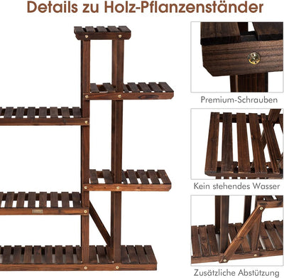 COSTWAY Pflanzenregal Blumenregal, Blumenständer Holz, Blumentreppe Garten, Pflanzentreppe mehrstöck