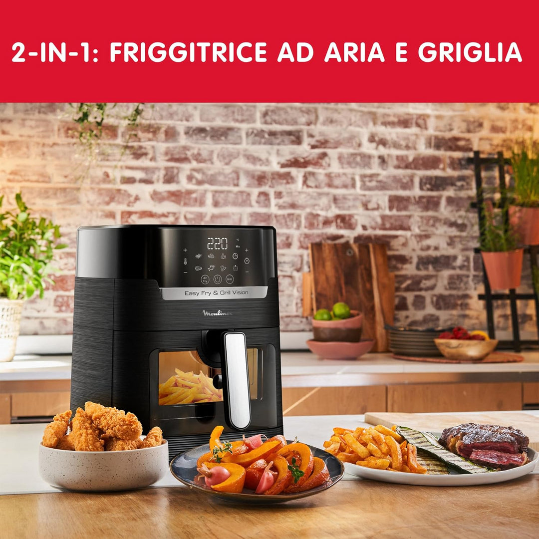 Moulinex Easy Fry & Grill Vision 4,5 L Luftfritteuse und Grill mit Fenster, energiesparend 70%, Schn