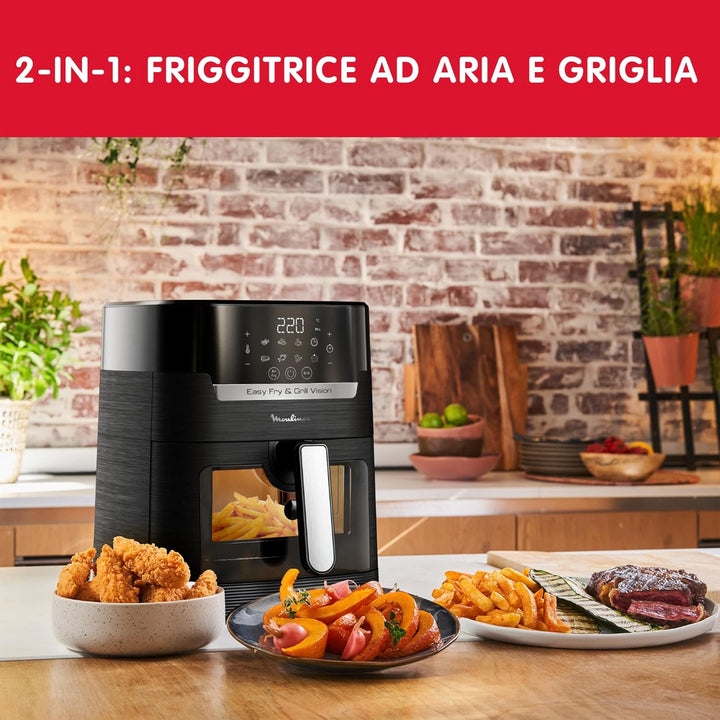 Moulinex Easy Fry & Grill Vision 4,5 L Luftfritteuse und Grill mit Fenster, energiesparend 70%, Schn