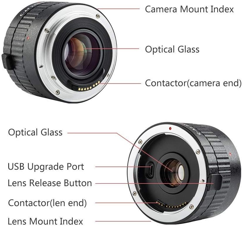 EF Objektiv 2.0X Telekonverter,VILTROX C-AF 2XII Teleplus Autofokus 2X Tele-Extender für Canon EF Mo