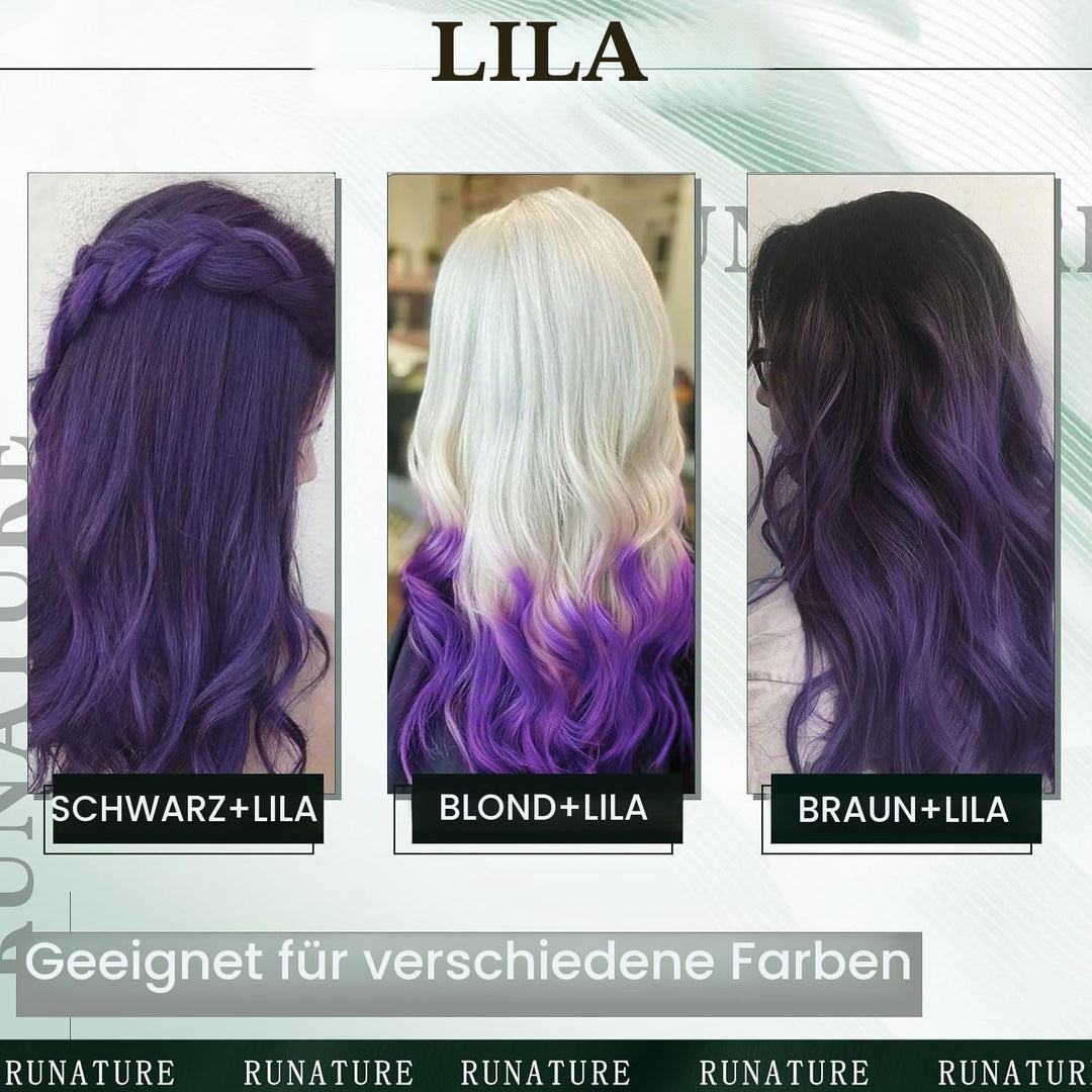 RUNATURE Extensions Echthaar Bondings Lila 45cm Bunte Echthaar Extensions Bondings Lila Extensions E