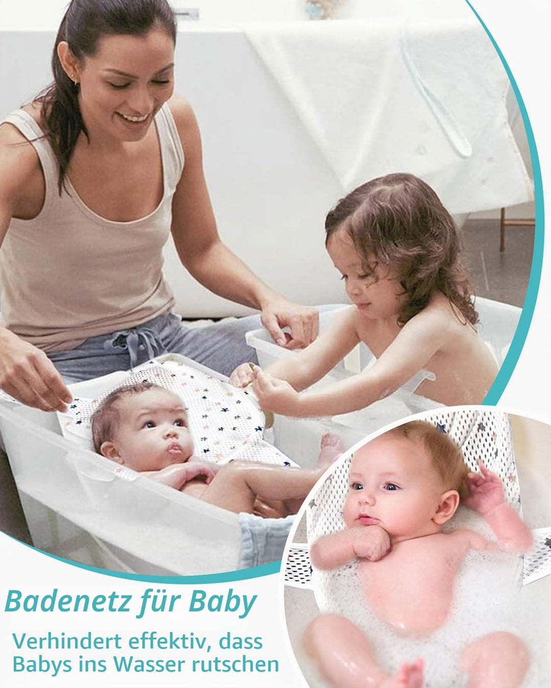 badewanneneinsatz Baby, Baby Dusche Netz, Verstellbares Badesitznetz, Baby Badekissen, rutschfestes