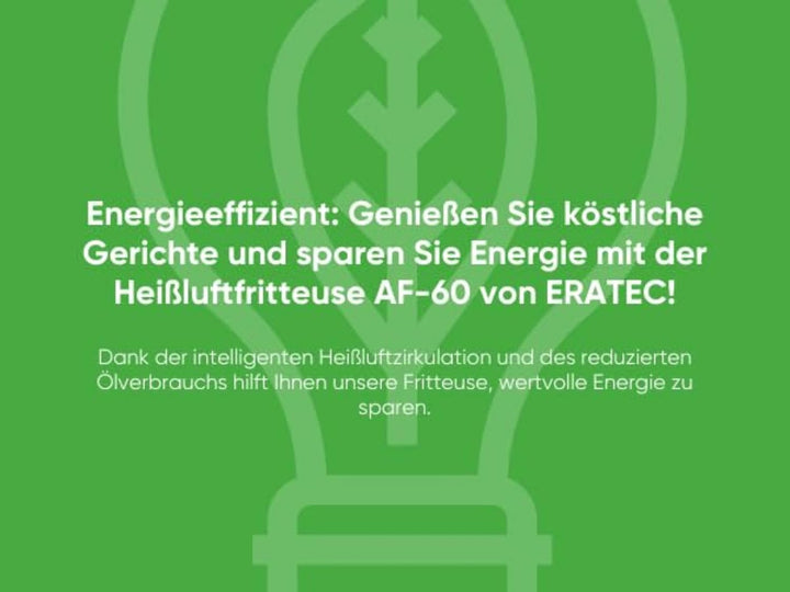 ERATEC AF-60 Heissluftfritteuse XXL 5,5L 1500W Air Fryer ohne Öl Heisluftfritöse mit LED Touchscreen