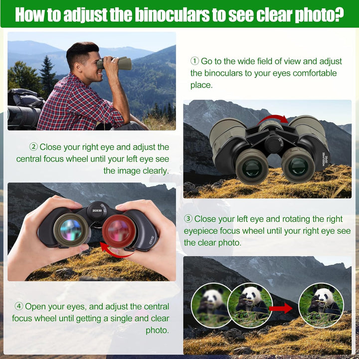 Fernglas für Erwachsene 20x50 mit Smartphone Adapte HD Fernglas mit FMC Objektiv Lens Leistungsstark