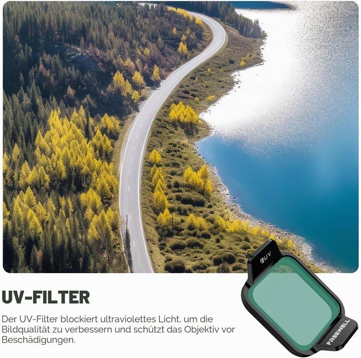 Freewell Bright Day Filter Kit für DJI Flip Drone – ND8/PL, ND16/PL, ND32/PL, ND64/PL, ND1000, UV zu