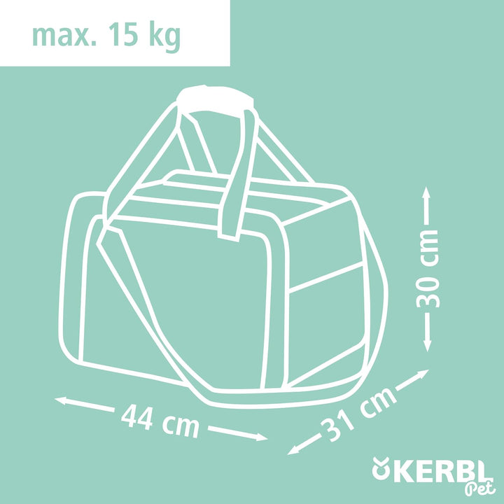 Kerbl Pet Tragetasche Vacation, Transporttasche, Transportbox, grau, 40 x 30 x 27 cm, für kleine Hun