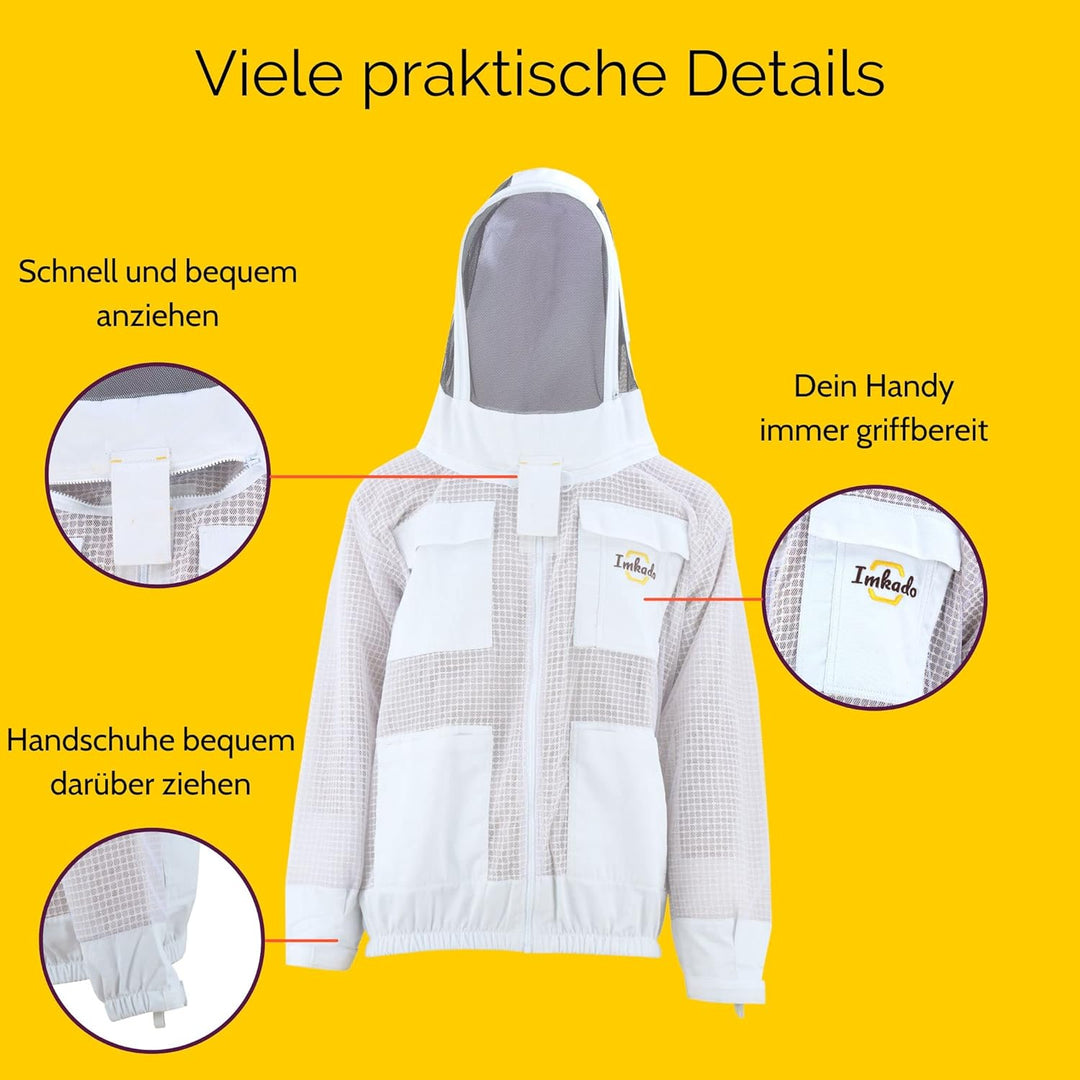 Imkado Atmungsaktive Imkerjacke, Schutzbekleidung für Imker - Schutz vor Bienenstichen - Schutzhemd,