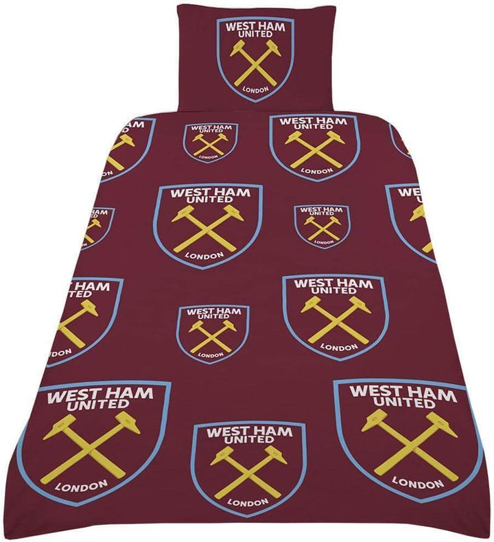 West Ham Multi Crest Single Reversible Duvet and Pillow Case Set