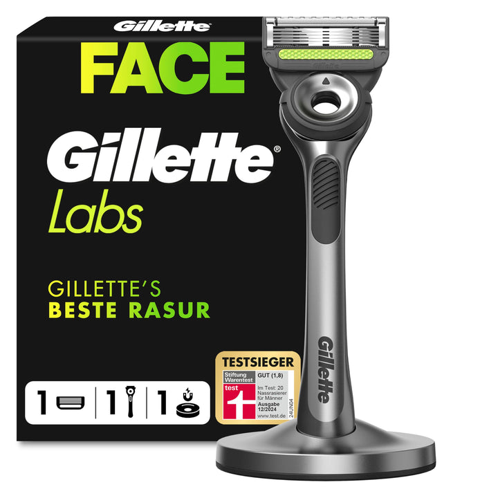 Gillette Labs Nassrasierer Herren, Rasierer mit Reinigungs-Element + 1 Rasierklinge, Geschenk für Mä