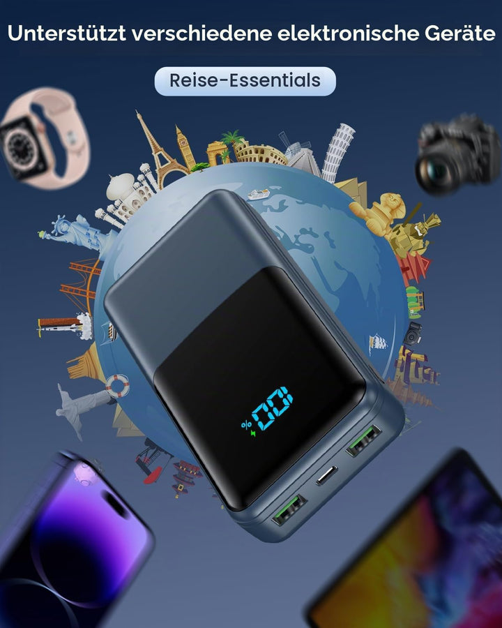 Coblob Power Bank 27000mAh, Powerbank Schnellladefunktion USB C PD 20W Fast Charge, Portable Charger