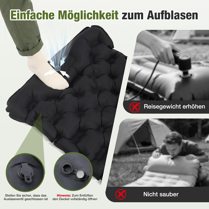 Sekey Ultraleichte Camping Luftmatratze mit Fusspumpe, 1 Min Aufblasen Campingmatratze, Extra Klein