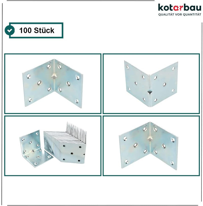 KOTARBAU Winkelverbinder 60 x 60 x 60 mm Sicke Stahl Bauwinkel Montagelöcher Möbelwinkel Verzinkt Sc