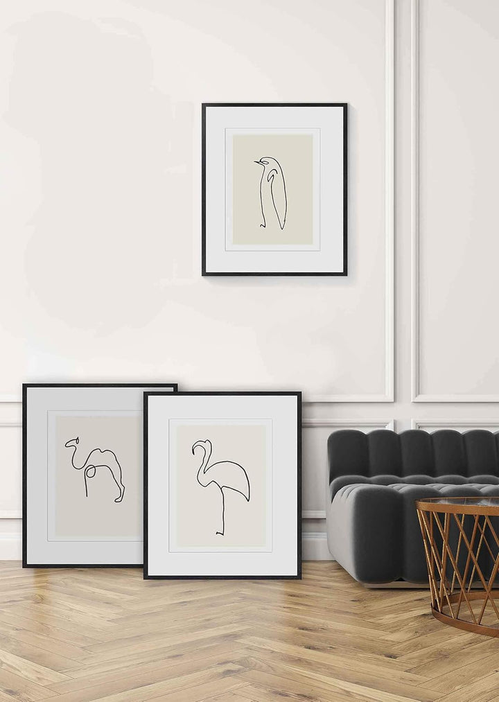 nielsen HOME Bild mit Rahmen 50x60 cm (hoch) - Picasso Le Flamand Rose I der Flamingo - Kunstdruck -