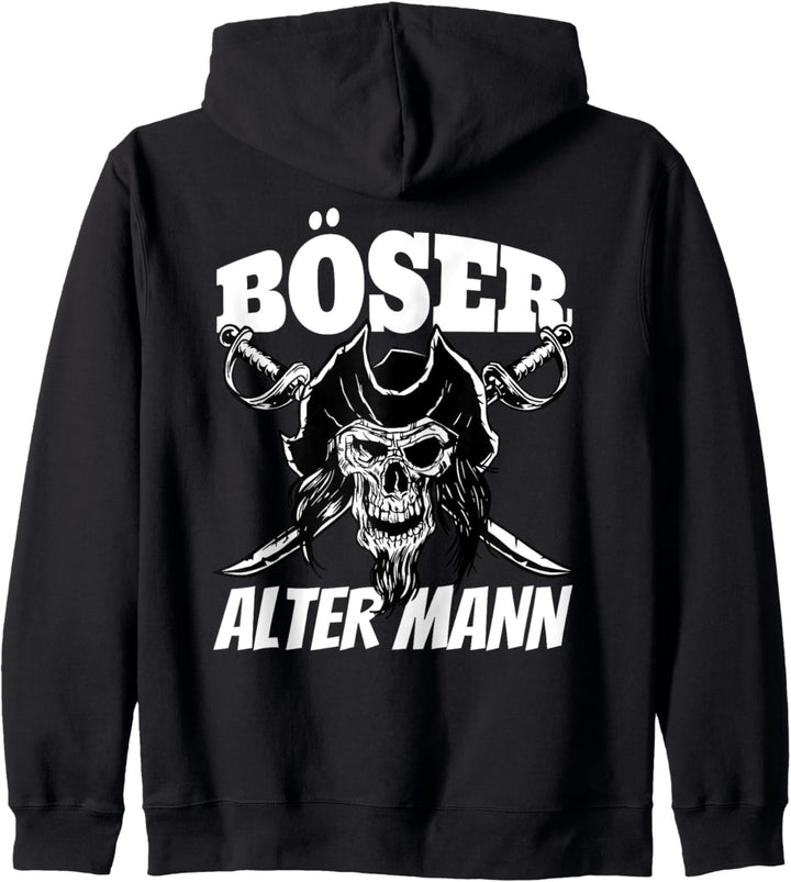Retro Böser alter Mann Pirat aus Totenkopf Schädel Piraten Kapuzenjacke