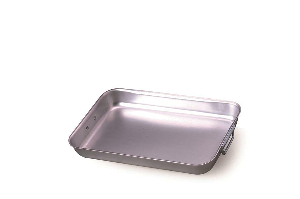 Pentole Agnelli Linie Aluminium 3 mm Bräter rechteckig mit runden Ecken, beweglichen Griffen Edelsta