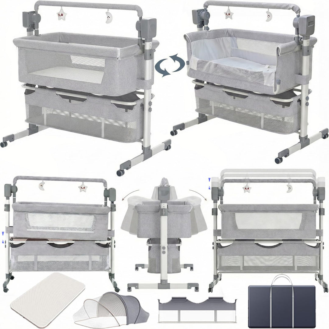 Beistellbett Baby, Convertible Grosser Raum Babybett für Co-Sleeping, Beistellbett Baby Boxspringbet