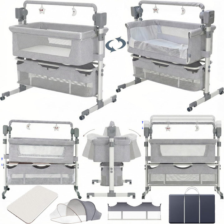 Beistellbett Baby, Convertible Grosser Raum Babybett für Co-Sleeping, Beistellbett Baby Boxspringbet
