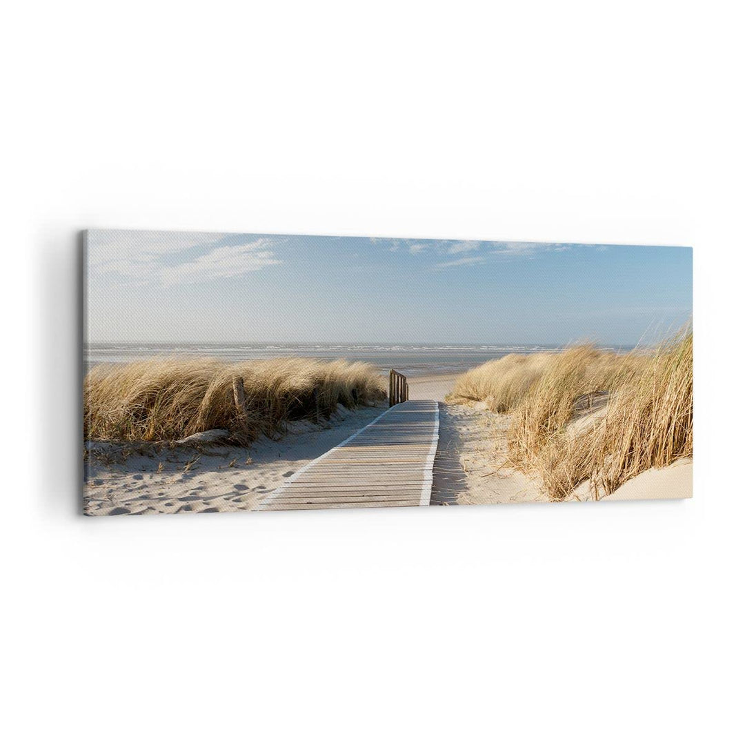 Wandbilder Dekoration Wohnzimmer Strand Meer Fussgängerbrücke Ufer Panorama Bilder auf Leinwand 120x